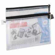 Папка-конверт на молнии МАЛОГО ФОРМАТА (238х180 мм), А5, 2 отделения, ПВХ, сетка, прозрачная, 0,3 мм, BRAUBERG «Solid», 223890