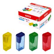 Точилка ПИФАГОР, с контейнером, прямоугольная, пластиковая, тонированный корпус, ассорти, 226530