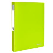 Папка на 2 кольцах BRAUBERG «Neon», 25 мм, внутренний карман, неоновая, зеленая, до 170 листов, 0,7 мм, 227456