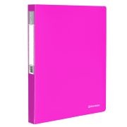Папка на 2 кольцах BRAUBERG «Neon», 25 мм, внутренний карман, неоновая розовая, до 170 листов, 0,7 мм, 227458