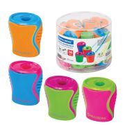 Точилка BRAUBERG «Mix», с контейнером, пластиковая, корпус ассорти, 228448