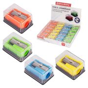 Точилка BRAUBERG «Assistant Mini», с контейнером, пластиковая, корпус ассорти, 228458