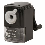 Точилка механическая BRAUBERG «STYLE», для ч/гр и цветных карандашей (в том числе утолщенных), крепление к столу, корпус черный, 228482