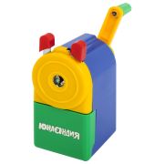 Точилка механическая ЮНЛАНДИЯ «Светофор», металлический механизм, корпус голубой, 228766