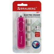 Ластик электрический BRAUBERG «JET», питание от 2 батареек ААА, 8 сменных ластиков, розовый, 229617