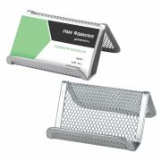 Подставка для визиток настольная BRAUBERG «Germanium», металлическая, серебристая, 231943