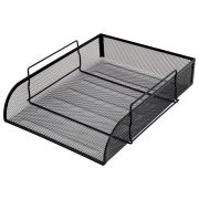 Лоток горизонтальный металлический для бумаг BRAUBERG «Germanium», А4 (260х337х77 мм), черный, 231954