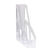 Лоток вертикальный для бумаг «Лидер» (250х75х300 мм), прозрачный, ЛТВ-30454