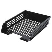 Лоток горизонтальный для бумаг BRAUBERG «Basic», А4 (360х270х75 мм), с пазами, сетчатый, черный, 237011