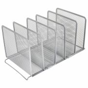 Подставка для сортировки писем и бумаг 5-ти секционная BRAUBERG «Germanium», 195х365х205 мм, серебро, 237969