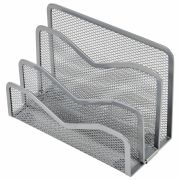 Подставка для сортировки писем и бумаг 3-х секционная BRAUBERG «Germanium», 122х173х83 мм, серебро, 237970