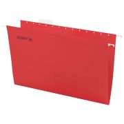 Подвесные папки A4/Foolscap (404х240 мм) до 80 л., КОМПЛЕКТ 10 шт., красные, картон, STAFF, 270936