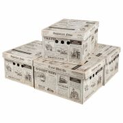 Короб для хранения из плотного микрогофрокартона 330х250х185 мм, КОМПЛЕКТ 4 шт., BRAUBERG HOME «Газета», 271814