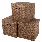 Короб для хранения из плотного микрогофрокартона 315х315х315 мм, КОМПЛЕКТ 3 шт., BRAUBERG HOME «Узор», 271820