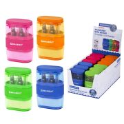 Точилка с ластиком 2 в 1 BRAUBERG «Double», 2 отверстия, яркие цвета корпуса ассорти, 271987