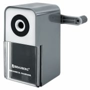 Точилка механическая BRAUBERG CLASSIC, для чернографитных и цветных карандашей, корпус светло-серый, 272002