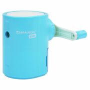 Точилка механическая BRAUBERG KIDS, для простых и цветных карандашей, корпус голубой, крепление к столу, 272005