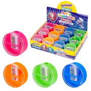 Точилка с контейнером ЮНЛАНДИЯ «ШАРИК НЕОН», неоновые цвета ассорти, 272511