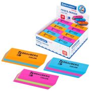 Ластик BRAUBERG «Color», 55х15х13 мм, прямоугольный, скошенный, яркие цвета ассорти, 272671