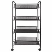 Этажерка (тележка) BRABIX офисно-бытовая 4 яруса, на колесах, металл, черная, 43,5х26х83,5 см, 603753