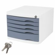 Бокс с замком и 5 выдвижными лотками, корпус и лотки серые, 235х300х355 мм, BRAUBERG «Office-Expert», 238048