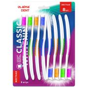 Зубная щетка жесткая, КОМПЛЕКТ 8 шт., LAIMA DENT «CLASSIC WHITENING», безопасное отбеливание, 609315