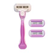 Бритвенный станок многоразовый женский, 4 лезвия, 2 кассеты, плавающая головка, X-ONE (ИКС-УАН), 700018