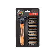 Бритвенный станок многоразовый мужcкой, 3 лезвия, 11 кассет, оранжевый, X-ONE (ИКС-УАН), 700023