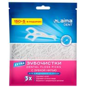 Зубочистки-флоссеры с зубной нитью «150 шт. + 5 шт. в подарок!», зиплок-пакет, LAIMA DENT, 609402