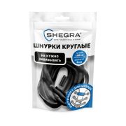 Шнурки круглые эластичные ЧЕРНЫЕ длина 100см, диаметр 6мм, 2 капсулы, цвет серебряный, SHEGRA,701715