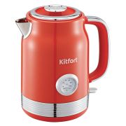 Чайник KITFORT КТ-6791, 1,7л, 2200Вт, закрытый нагревательный элемент, термометр, сталь, красный