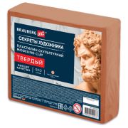 Пластилин скульптурный ТВЕРДЫЙ ТЕРРАКОТОВЫЙ «Секреты художника», 0,5 кг, BRAUBERG ART, 107483