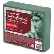 Пластилин скульптурный МЯГКИЙ ОЛИВКОВЫЙ «Секреты художника», 0,5 кг, BRAUBERG ART, 107495