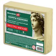 Пластилин скульптурный ЭКСТРА МЯГКИЙ ТЕЛЕСНЫЙ «Секреты художника», 0,5 кг, BRAUBERG ART, 107502