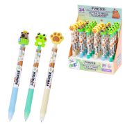 Ручка стираемая с топпером гелевая FUNSTER «CUTE ANIMALS», СИНЯЯ, ассорти, пишущий узел 0,5 мм, 144516