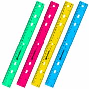 Линейка пластиковая 30 см, BRAUBERG «Crystal», тонированная, ассорти, 210291