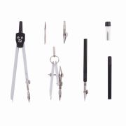 Готовальня BRAUBERG «Architect», 7 предметов: циркуль + кронциркуль с рейсфедором, рейсфедер + держатель, 2 вставки, грифель, 210346