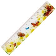 Линейка пластиковая 15 см, ПИФАГОР «Бабочки», цветная печать, с волнистым краем, европодвес, 210635