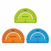 Транспортир 10 см гибкий BRAUBERG «FLEX», пластиковый, 180 градусов, ассорти, европодвес, 210676