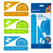 Набор чертежный средний гибкий BRAUBERG «FLEX» (линейка 20 см, треугольник, транспортир), ассорти, 210679