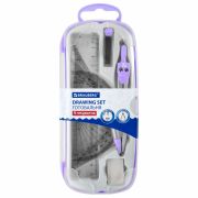 Готовальня BRAUBERG SCHOOL KIT, 9 предметов, циркуль 125 мм, чертежные принадлежности, лаванда, 210713
