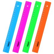 Линейка пластиковая 25 см, ПИФАГОР, неоновая, ассорти, 210790