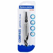 Циркуль с защитным колпачком BRAUBERG «ULTRA», 135 мм, графитовый, блистер, 210817