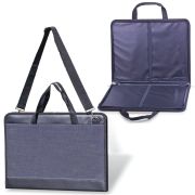 Папка для рисунков и чертежей БОЛЬШОГО ФОРМАТА ( 470х330 мм,) А3, с ручками, кожзам/ткань, серая, «Пленэр-3», 676/2