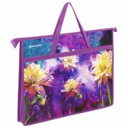 Папка для рисунков и чертежей с ручками BRAUBERG А3, пластик, молния сверху, «Flowers», 270146