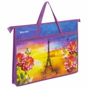 Папка для рисунков и чертежей с ручками BRAUBERG А3, пластик, молния сверху, «Paris», 270147