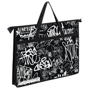 Папка для рисунков и чертежей с ручками BRAUBERG А3, пластик, молния сверху, «Graffiti», 272233