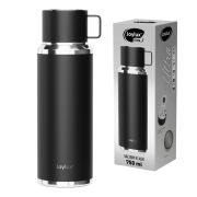 Термос 0,75 л JOYLUX (ДЖОЙЛЮКС) ULTRA, нержавеющая сталь SUS316, крышка/кружка, питейник, сито, черный матовый, 700314