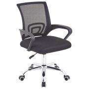 Кресло CROMEX (КРОМЕКС) «Top CH-695», ХРОМ, с подлокотниками, сетка/ткань TW, черное, 533066