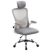 Кресло CROMEX (КРОМЕКС) «Dynamic CH-699», откидные подлокотники, пластик белый, сетка/ткань TW, серое, 533070